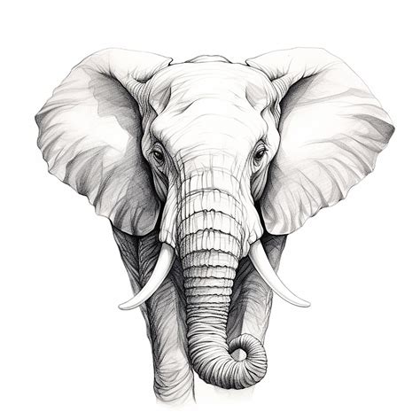 Elephant Fine Pencil Line Drawing Realistic Wildlife Svg For Coloring