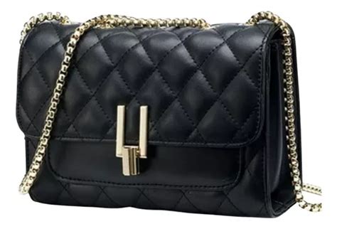 Bolsa Feminina Couro Ecol Gico Pequena Transversal Elegante Cor Preto