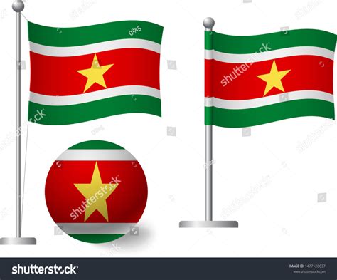 Suriname Flag On Pole And Ball Metal Flagpole Royalty Free Stock