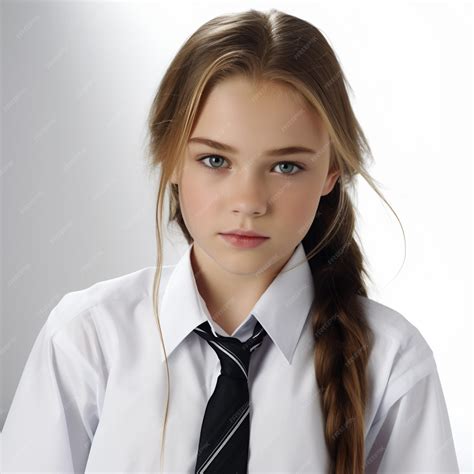 Premium Ai Image Girl In School Uniform On White Background Ai Generative