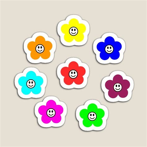 Bib Flower Sticker Pack With Smiley Face Magnet For Sale By Sk Dzine