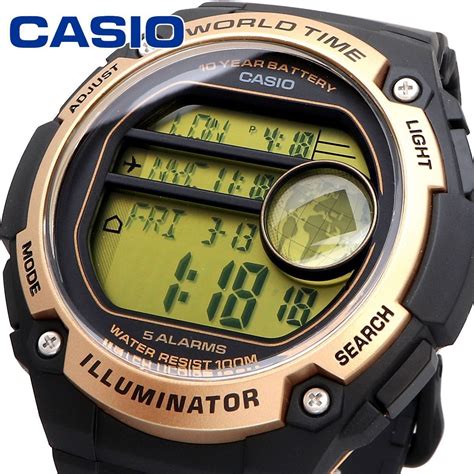 Men S Casio Sports Digital World Time Oversized Watch Ae W Runs E