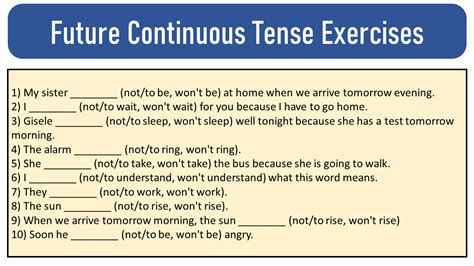 Future Continuous Tense Worksheet For Class 4