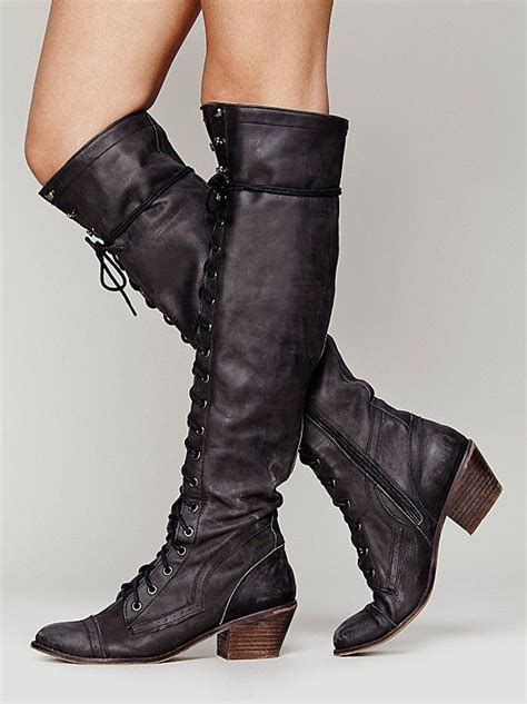 Free People Joe Lace Up Boot Leather Thigh Boots Boots Free People