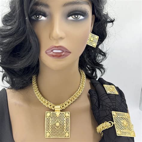 Liffly Gold African Jewelry Sets For Women Necklace Nigerian Bridal