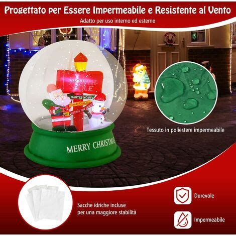 COSTWAY Palla Di Neve Gonfiabile 126 Cm Con LED E Soffiatore