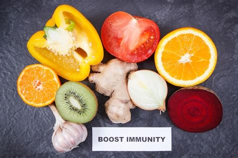 Premium Photo Inscription Boost Immunity With Fresh Fruits And