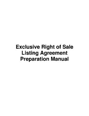 Fillable Online Exclusive Right Of Sale Listing Agreement Preparation