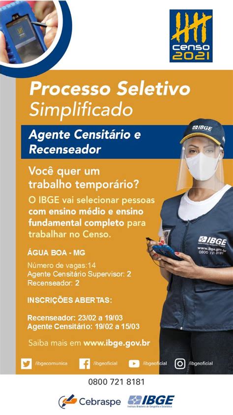 Abertas As Inscri Es Para Processo Seletivo Do Ibge R Dio Bom Sucesso