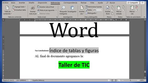 Gu A Para Generar Tabla De Contenido Ndices De Tablas E Ndice De