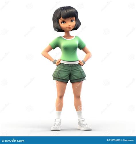 Realistic 3d Render Of Jennifer Playful Female Cartoon Character In