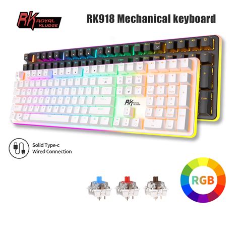 Royal Kludge RK918 Wired RGB Backlight 108 Keys Full Size Mechanical