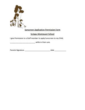 Fillable Online Sunscreen Application Permission Form Fax Email