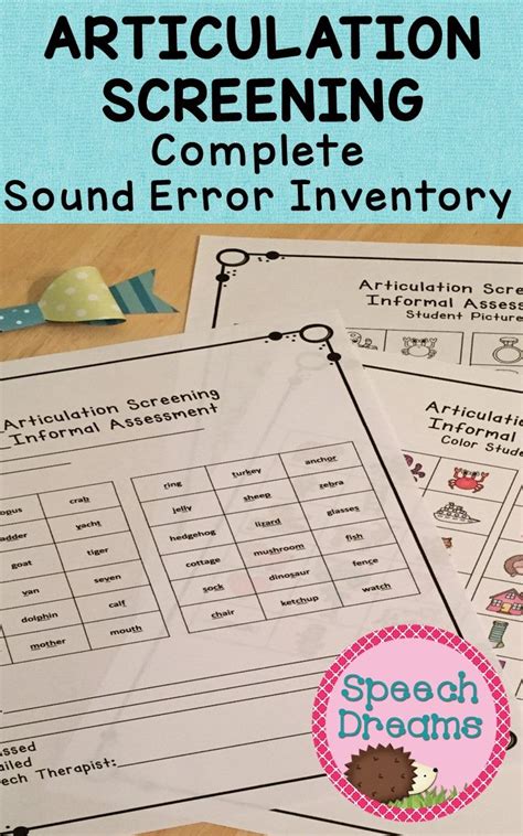 Articulation Assessment For Speech Therapy Informal Screening Progress Monitor Speech