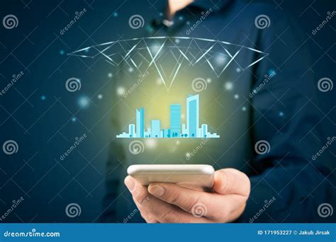 Smart Intelligent City Concept on Smart Phone Stock Image - Image of ...