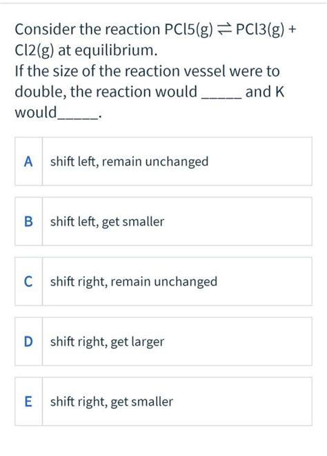 Solved Consider The Reaction Pc G Pc G Cl G At Chegg