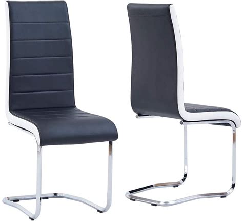 Omni House Modern Dining Chairs Set Of 4 Faux Leather Black Chairs