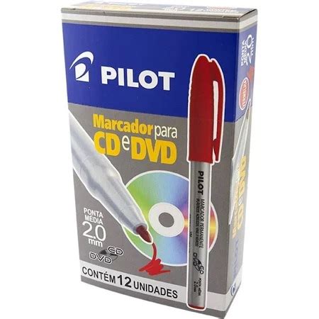 Caneta Pilot Para Cd Dvd Vermelho Marcador Permanente C Unidades