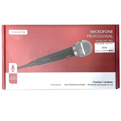 Microfone Fio Dinamico Profissional Tomate Mt Click