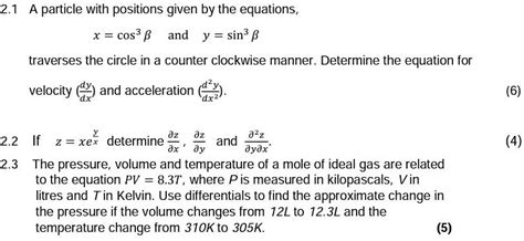 Solved Texts 2 1 A Particle With Positions Given By The Equations X Cos 3 And Y Sin