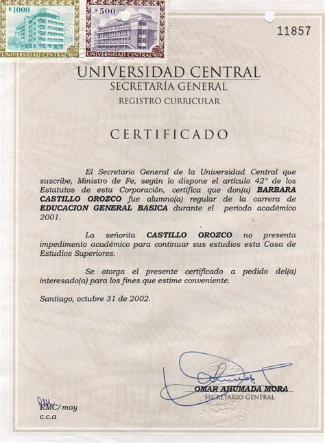 Ejemplo De Un Certificado De Estudios Image To U