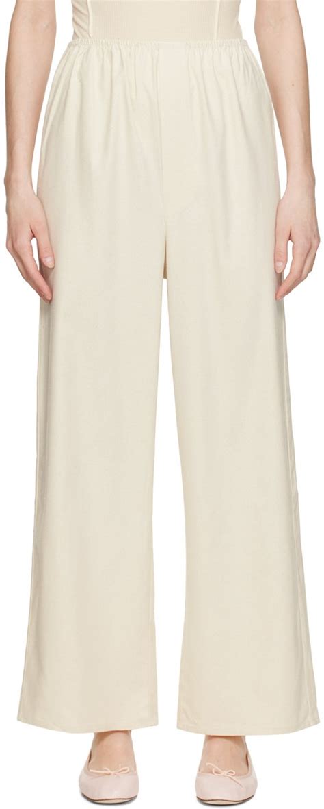 Baserange Off White Wide Leg Lounge Pants Baserange