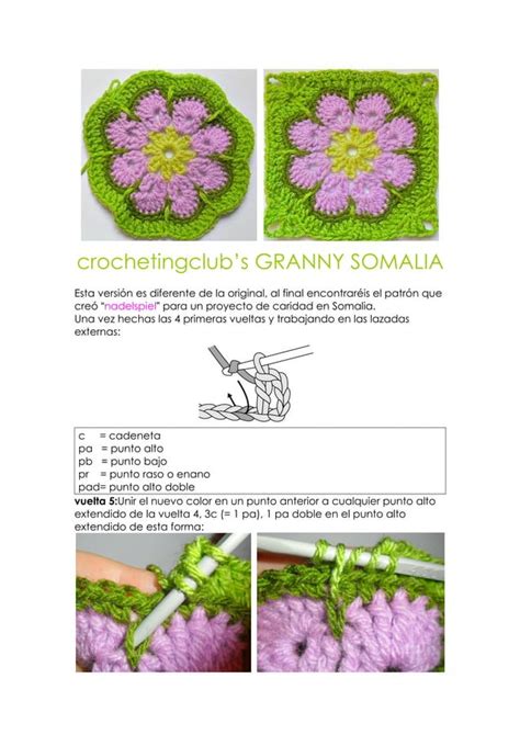 Granny Somalia African Flower 8 petals Español English PDF