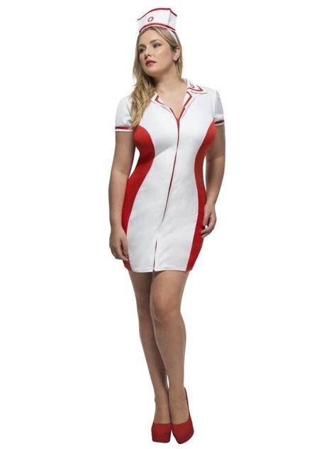 Fever Curves Nurse Sexy Medic Red White Dress And Hat Adult Womens