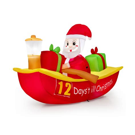 Tangkula 7 Ft Christmas Inflatable Santa Claus Rowing Boat With Naviga