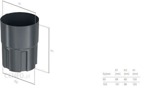 Rynna Bryza Złączka rury spustowej Stalowa 90mm Grafit 64134 Opinie