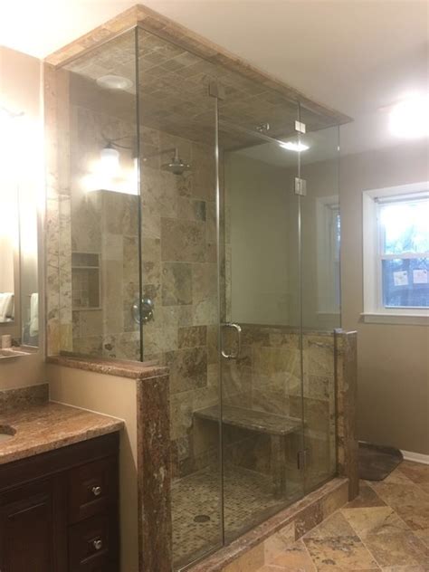 Frameless Glass Shower Door Bathroom Transitional Bathroom Newark