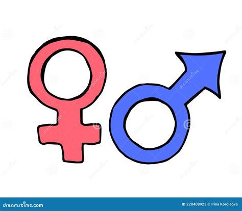 Hand Drawn Gender Symbols Sketch Of Male And Female Symbols In Doodle