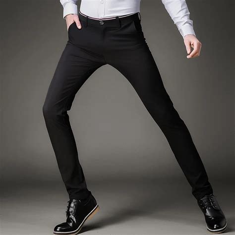 Fashion Skinny Casual Pants Men Stretch Business Office Formal Mens