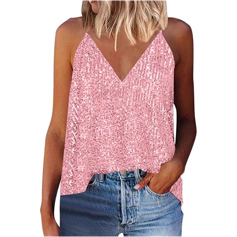 Bnaln Vest Tops Women Sale Clearance Women Sexy Sparkle Shimmer Cami