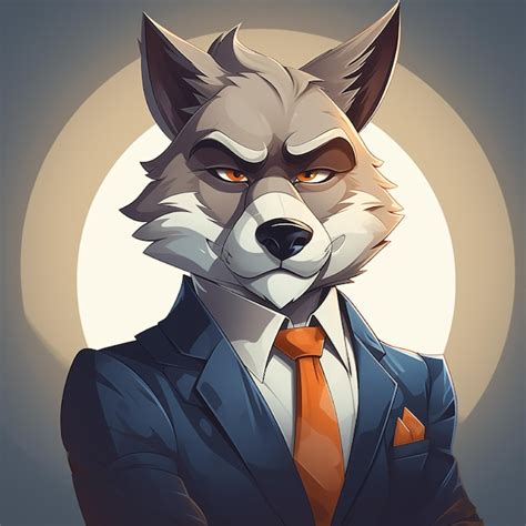 Premium Ai Image Cartoon Style Anthropomorphic Wolf Businessman Wolf