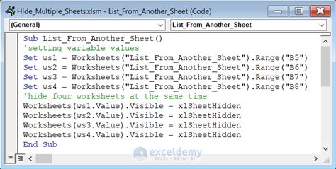 Using Excel Vba To Hide Multiple Sheets Methods Exceldemy