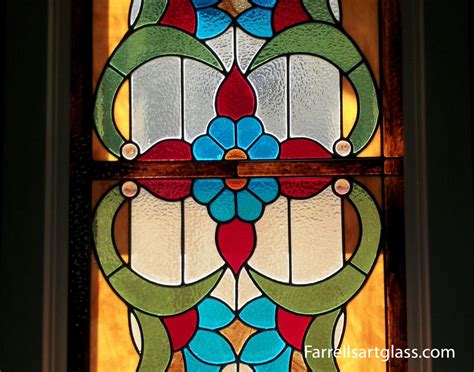 Stained Glass Window Blue And Orange Flower