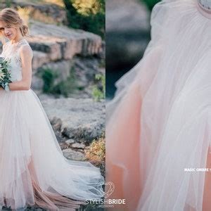 Magic Nude Ombre Wedding Tulle Dress Train Belle Crop Top Sleeveless And Tulle Skirt Long