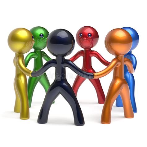 Teamwork Men Circle People Social Network Individuality Icon Stock