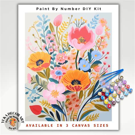 Wildflowers Paint By Number Kit Adultsspring Flower Garden Diy Painting Easy Beginners Hobby Kit