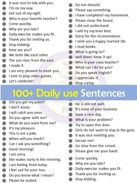 100 English Conversation Daily Use Sentences Pdf Artofit