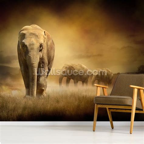 Papier Peint Sepia Elephants Wallsauce Fr