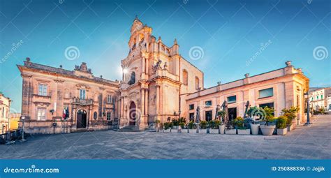 The Duomo Of San Giorgio Baroque Cathedral Located In Modica Province