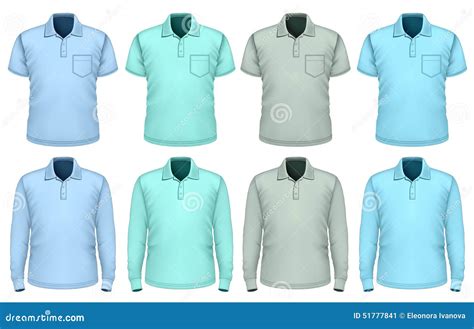 Men Polo Shirt Shades Of Blue Stock Vector Illustration Of Front