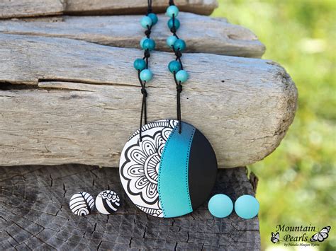 Polymer Clay Necklace By Mountain Pearls Silk Screen Tech Flickr