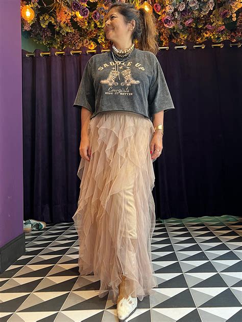 Saia Tule Camadas Nude Madame Bijoux