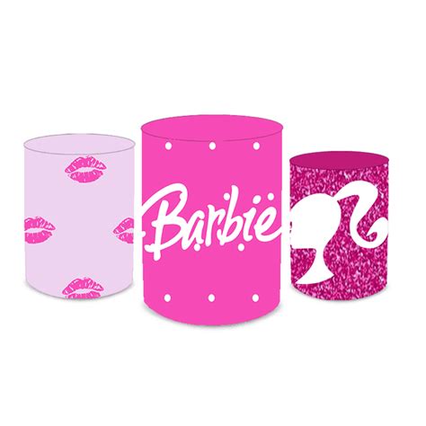 Kit Trio de Cilindros Barbie Glitter Loja Bibi Painéis