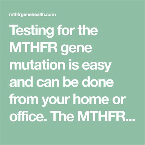 Mthfr Gene Mutation Testing Home Test Kits Mthfrgenehealth Mthfr