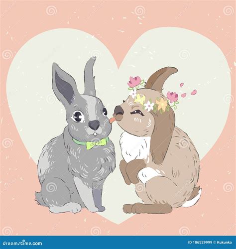 Kissing Rabbits For Valentines Stock Vector Illustration Of Kissing Rabbit 106529999