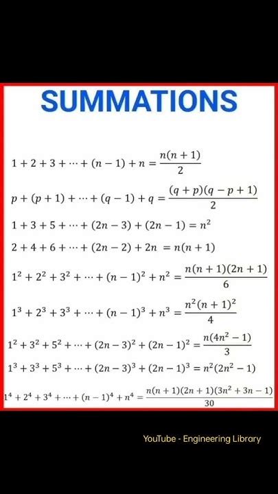 summations formulas summation mathstricks math mathematics maths
